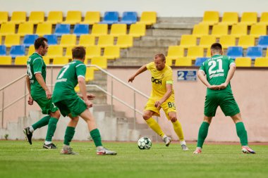 KHARKIV, UKRAINE - 6 Temmuz 2021: Sezon öncesi futbol maçı FC Metallist - FC Kvadro