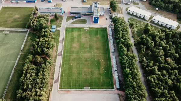 Vista Real Sobre Campo Futebol Floresta Conceito Futebol — Fotografia de Stock