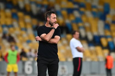 KYIV, UKRAINE - 24 JULY, 2021: coach Roberto De Zerbi during the football match of Ukraine Premiere LeagueFC Shakhtar - FC Ingulec