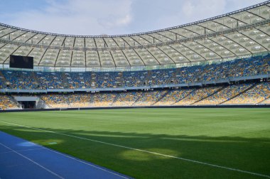 KYIV, UKRAINE - 17 Temmuz 2021 NSC Olimpiyatları. Futbol stadyumu.