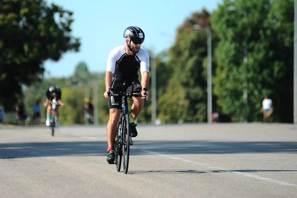 Kharkiv Ucrânia Agosto 2021 Athlet Nas Competições Iron Way Triathlon — Fotografia de Stock