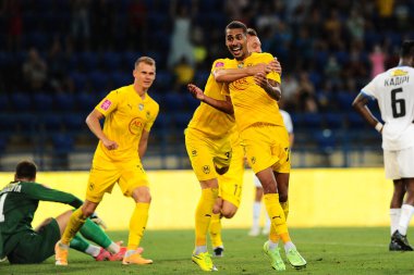 Kharkiv, Ukraine - August 6, 2021: Metallist celebrated goal. The football match of UPL championship Metallist 1925 vs Chornomorec