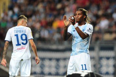 Zaporizhzhia, Ukrayna - 7 Ağustos 2021: Gerson Rodrigues. UPL şampiyonası FC Zorya Luhansk FC Dinamo Kyiv 'e karşı.