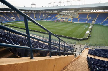 Kharkiv, Ukrayna - 6 Ağustos 2021: Metalci 1925 Chornomorec maçından önceki Metalist stadyum