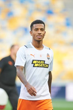 KYIV, UKRAINE - 13 Ağustos 2021: Orta saha oyuncusu Marcos Antonio (8). Shakhtar Donetsk - Metallist-1925 Kharkiv maçı