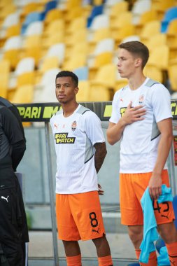 KYIV, UKRAINE - 13 Ağustos 2021: Orta saha oyuncusu Marcos Antonio (8). Shakhtar Donetsk - Metallist-1925 Kharkiv maçı