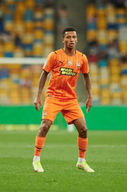 KYIV, UKRAINE - 13 Ağustos 2021: Orta saha oyuncusu Marcos Antonio (8). Shakhtar Donetsk - Metallist-1925 Kharkiv maçı