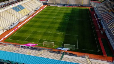 ZAPORIZHZHIA, UKRAINE - 08 AĞUSTOS 2021: Slavutich Arena. DneproGES yakınlarında futbol stadyumu