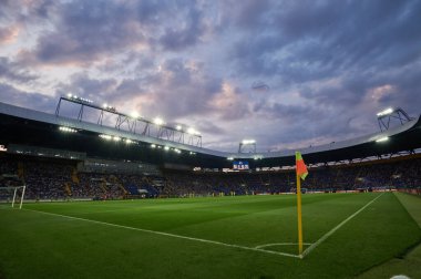 KHARKIV, UKRAINE - 22 Ağustos 2021 Metalist Stadyum. Metalci, Obolon 'a karşı.