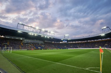 KHARKIV, UKRAINE - 22 Ağustos 2021 Metalist Stadyum. Metalci, Obolon 'a karşı.