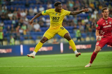 KHARKIV, UKRAINE - 22 Ağustos 2021 Brayan Riascos. FC Futbol Maçı Metalisti Obolon 'a Karşı