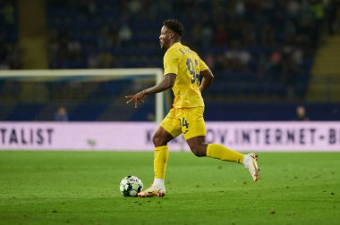 KHARKIV, UKRAINE - 22 AĞUSTOS 2021: Brayan Riascos, FC Futbol Maçı Metalisti Obolon 'a Karşı