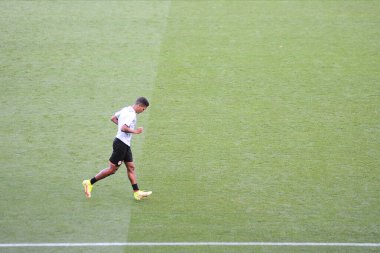 KHARKIV, UKRAINE - 24 AĞUSTOS 2021: Orta saha oyuncusu Pedrihno, Kharkiv Metalist Stadyumu 'nda Monaco ile oynanan UEFA Şampiyonlar Ligi maçından önceki antrenmana katıldı.