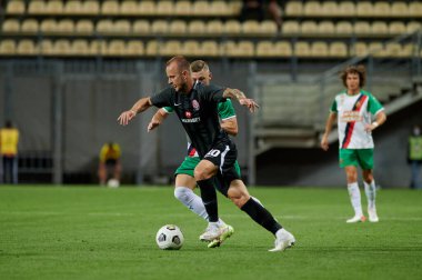 Zaporizhzhia, Ukrayna - 26 Ağustos 2021: FC Zorya Luhansk ile FC Rapid Wien arasındaki UEFA Avrupa Ligi maçı