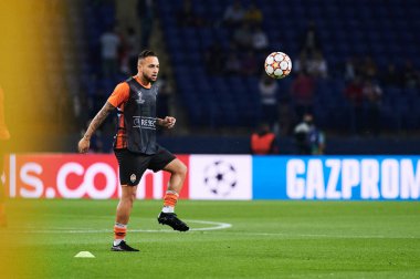 KHARKIV, UKRAINE - 24 Ağustos 2021: orta saha oyuncusu Maycon (7). UEFA Şampiyonlar Ligi, Shakhtar ve Monako maçı.