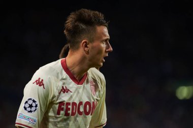 KHARKIV, UKRAINE - 24 Ağustos 2021 Aleksandr Golovin. UEFA Şampiyonlar Ligi, Shakhtar ve Monako maçı.