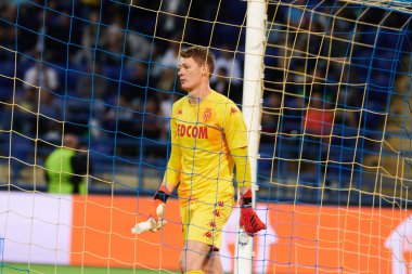 KHARKIV, UKRAINE - 24 Ağustos 2021 Alexander Nubel. UEFA Şampiyonlar Ligi, Shakhtar ve Monako maçı.
