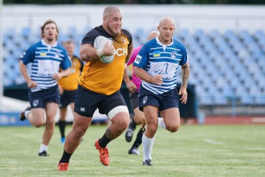KHARKIV, UKRAINE - 4 Eylül 2021: Rugby karşılaşması Ukrayna Şampiyonası RC the Polytechnic