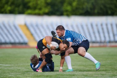 KHARKIV, UKRAINE - 4 Eylül 2021: Rugby karşılaşması Ukrayna Şampiyonası RC the Polytechnic