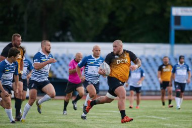 KHARKIV, UKRAINE - 4 Eylül 2021: Rugby karşılaşması Ukrayna Şampiyonası RC the Polytechnic
