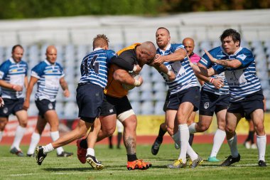 KHARKIV, UKRAINE - 4 Eylül 2021: Rugby karşılaşması Ukrayna Şampiyonası RC the Polytechnic