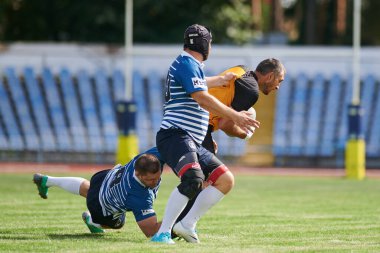 KHARKIV, UKRAINE - 4 Eylül 2021: Rugby karşılaşması Ukrayna Şampiyonası RC the Polytechnic