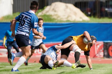 KHARKIV, UKRAINE - 4 Eylül 2021: Rugby karşılaşması Ukrayna Şampiyonası RC the Polytechnic