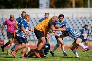 KHARKIV, UKRAINE - 4 Eylül 2021: Rugby karşılaşması Ukrayna Şampiyonası RC the Polytechnic