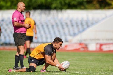 KHARKIV, UKRAINE - 4 Eylül 2021: Rugby karşılaşması Ukrayna Şampiyonası RC the Polytechnic
