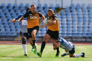 KHARKIV, UKRAINE - 4 Eylül 2021: Rugby karşılaşması Ukrayna Şampiyonası RC the Polytechnic