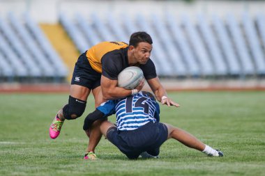 KHARKIV, UKRAINE - 4 Eylül 2021: Rugby karşılaşması Ukrayna Şampiyonası RC the Polytechnic