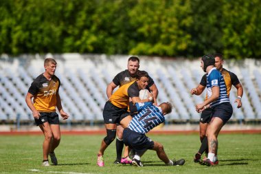 KHARKIV, UKRAINE - 4 Eylül 2021: Rugby karşılaşması Ukrayna Şampiyonası RC the Polytechnic