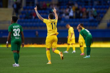 KHARKIV, UKRAINE - 5 Eylül 2021: Matheus Peixoto. Ukrayna PFL Metal 'in VPK-Agro' ya karşı oynadığı futbol maçı