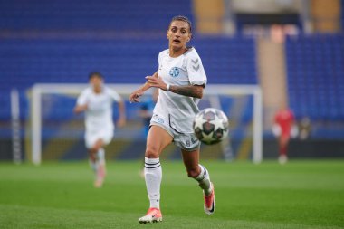 KHARKIV, UKRAINE - 9 Eylül 2021: Olha Boychenko. UEFA Kadınlar Ligi Zhilstroi-1 - Apollon maçı.. 