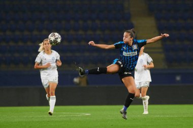 KHARKIV, UKRAINE - 9 Eylül 2021: UEFA Kadınlar Şampiyonlar Ligi Zhilstroi-1 - Apollon maçı. 