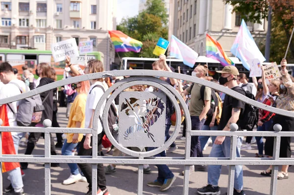 Charków Ukraina Września 2021 Uczestnicy Charkowie Pride Ulicach Charkowa — Zdjęcie stockowe