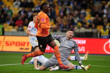 KYIV, UKRAINE - 22 Eylül 2021: İleri Lassina Traore (23) gol golü. Ukrayna Süper Kupası FC Shakhtar-FC Dynamo futbol karşılaşması