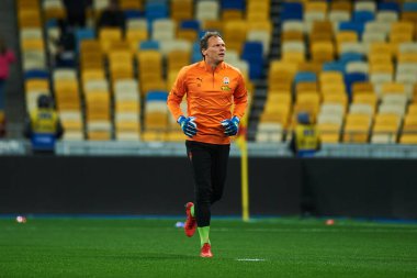 KYIV, UKRAINE - 22 Eylül 2021: kaleci Andriy Pyatov (30). Ukrayna Süper Kupası FC Shakhtar-FC Dynamo futbol karşılaşması