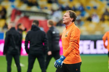KYIV, UKRAINE - 22 Eylül 2021: kaleci Andriy Pyatov (30). Ukrayna Süper Kupası FC Shakhtar-FC Dynamo futbol karşılaşması