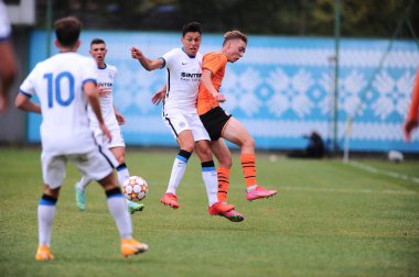 KYIV, UKRAINE - 27 Ekim 2020: UEFA Şampiyonlar Ligi U19 maçı Shakhtar Donetsk - Inter Milan maçı Kyiv Olimpiyskyi 'deki NSC Olimpiyskyi stadyumunda