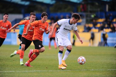 KYIV, UKRAINE - 27 Ekim 2020: UEFA Şampiyonlar Ligi U19 maçı Shakhtar Donetsk - Inter Milan maçı Kyiv Olimpiyskyi 'deki NSC Olimpiyskyi stadyumunda