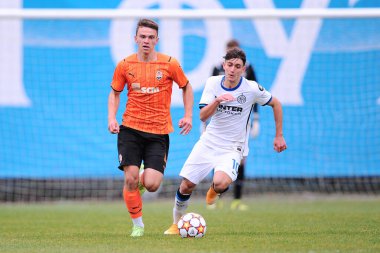 KYIV, UKRAINE - 27 Ekim 2020: UEFA Şampiyonlar Ligi U19 maçı Shakhtar Donetsk - Inter Milan maçı Kyiv Olimpiyskyi 'deki NSC Olimpiyskyi stadyumunda