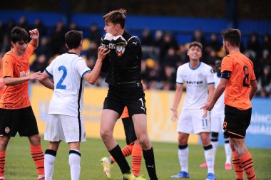 KYIV, UKRAINE - 27 Ekim 2020: UEFA Şampiyonlar Ligi U19 maçı Shakhtar Donetsk - Inter Milan maçı Kyiv Olimpiyskyi 'deki NSC Olimpiyskyi stadyumunda