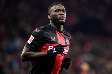LEVERKUSEN, GERMANY - 17 Aralık 2023: Victor Boniface, FC Bayer 04 Leverkusen-Eintracht Frankfurt maçı Bayena 'da