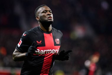 LEVERKUSEN, GERMANY - 17 Aralık 2023: Victor Boniface, FC Bayer 04 Leverkusen-Eintracht Frankfurt maçı Bayena 'da