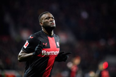 LEVERKUSEN, GERMANY - 17 Aralık 2023: Victor Boniface, FC Bayer 04 Leverkusen-Eintracht Frankfurt maçı Bayena 'da