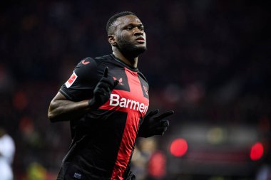 LEVERKUSEN, GERMANY - 17 Aralık 2023: Victor Boniface, FC Bayer 04 Leverkusen-Eintracht Frankfurt maçı Bayena 'da