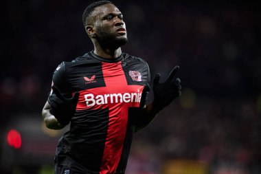 LEVERKUSEN, GERMANY - 17 Aralık 2023: Victor Boniface, FC Bayer 04 Leverkusen-Eintracht Frankfurt maçı Bayena 'da