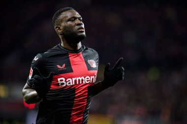 LEVERKUSEN, GERMANY - 17 Aralık 2023: Victor Boniface, FC Bayer 04 Leverkusen-Eintracht Frankfurt maçı Bayena 'da