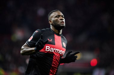 LEVERKUSEN, GERMANY - 17 Aralık 2023: Victor Boniface, FC Bayer 04 Leverkusen-Eintracht Frankfurt maçı Bayena 'da